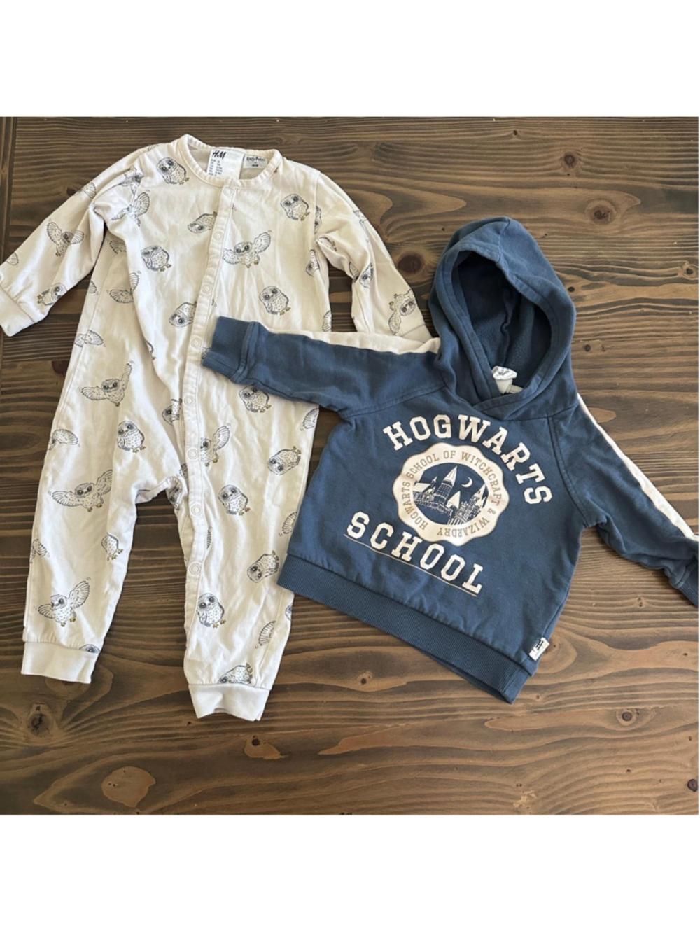 H&M Harry Potter Baby Bundle 9M Hogwarts Hoodie Owl Footie Pajamas